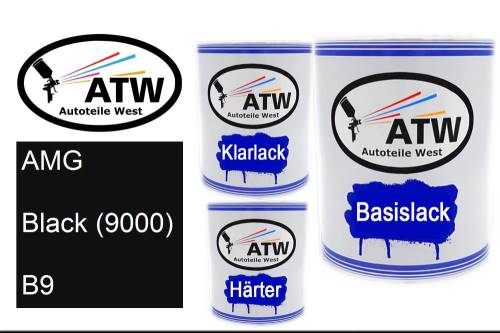 AMG, Black (9000), B9: 1L Lackdose + 1L Klarlack + 500ml Härter - Set, von ATW Autoteile West.